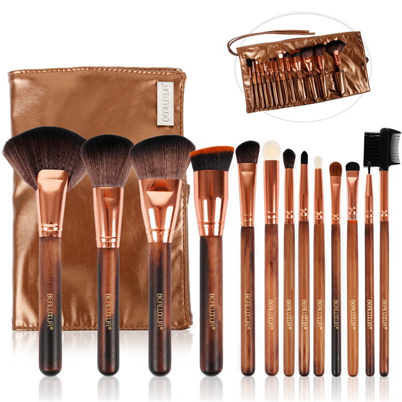 Make Brush Set, 13PCs Makeup Bruches Premium Synthetic Britles Powder Foundation Blush Contour Procealers Lip Eyeshadow Bruches Kit Sat8200; (дръжка на 005 дървесина)
