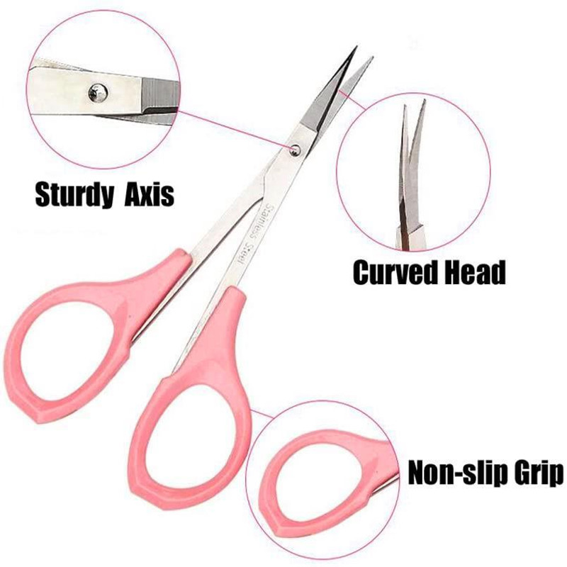 Ерикотри ножици за извиване на вежди от неръждаема стомана занаятчийски ножици за коса лицеви ножици за нокти с остри връзки пинцет ушна ноздра за вежди брада подстригване за мъже розови \/\/\/\/\/