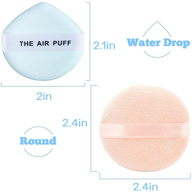 Velour Puff Makeup Powder Puffs Sponge with Air Cuff Set Fluffy Powder Sponge Sponge Cosmetic Water Dropder Puff Latex Free Fontation Sponge Face Puff for Dry